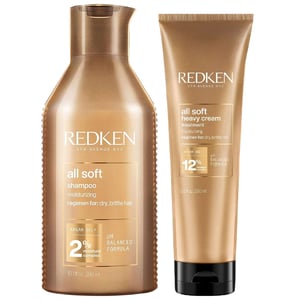Redken All Soft Duo – Heavy Cream 250ml (Acidic) & All Soft Shampoo 300ml for Dry, Brittle Hair