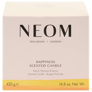 Neom Wellbeing Happiness Scented Candle - 3 Wick, 420g for Uplifting Aromatherapy