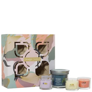 Yankee Candle 4-Piece Gift Set - Small Tumbler (Bayside Cedar) + 3 Filled Votives (Tropical Breeze, Lemon Lavender, Iced Berry Lemonade)