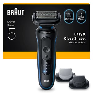 Braun Series 5 52-B1650S Blue Electric Shaver — 3 Flex Blades, Wet & Dry, 50-min Battery