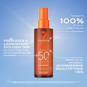 Lancaster Sun Beauty Satin Dry Oil SPF50 - Fast Tan Optimizer for Body 186g