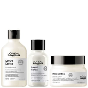 L'Oréal Professionnel Serie Expert Metal Detox Trio — Anti‑Metal Shampoo 300ml + Mini 100ml + Anti‑Deposit Mask 250ml — Prevents Breakage & Colour Fade
