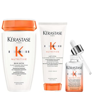 Kérastase Nutritive Trio — Bain Satin 250ml, Lait Vital 200ml & Nutri-Supplement 50ml | Hydrating Set for Fine–Medium Dry Hair