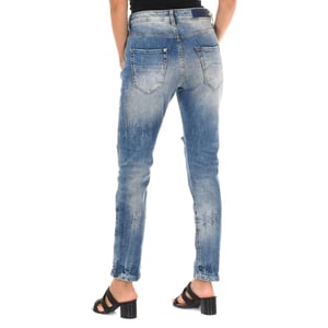 Women's long worn effect jeans 10DBF0667