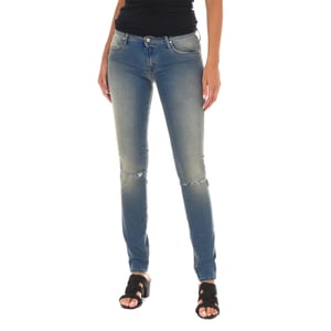 Long Denim Pants worn and torn effect 10DB50262 woman
