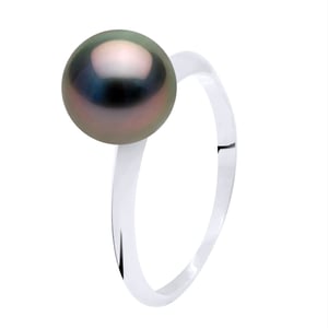 Ring äkta odlad Tahitipärla rund 8-9 mm - vitguld