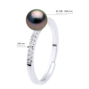 Ring Sieraad - Echte Gecultiveerde Tahiti Parel Rond 7-8 mm