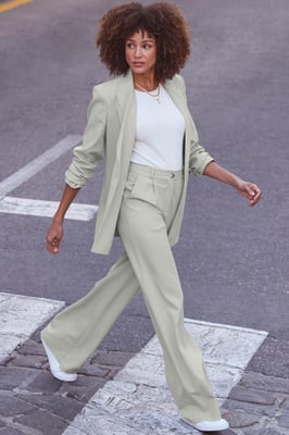 Mint Green Relaxed Fit Double Breasted Blazer