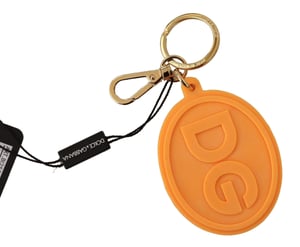 Dolce & Gabbana Orange Gummi DG-logotyp i Guldbronsmetall Nyckelring för Män