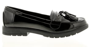 Platino Womens Flat Shoes Kennedy Slip On black patent