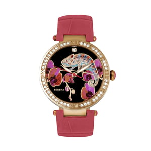 Bertha Camilla Parelmoer horloge met leren band