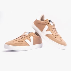 BERLIN SPLIT LEATHER & NYLON Womens Trainers Taupe