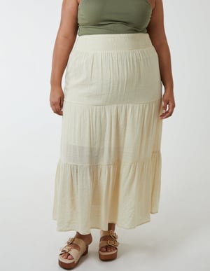 Curve Tiered Shirred Maxi Skirt
