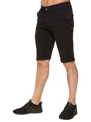 Enzo | Heren Slim Fit Stretch Chino Shorts - Zwart