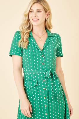 Green Spot Retro Shirt Dress