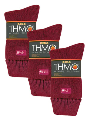 3 Pairs Multipack Kids Thermal Socks | THMO | Ribbed Soft Top Fleece Fluffy Inner Warm Socks for Boys & Girls - Fuchsia