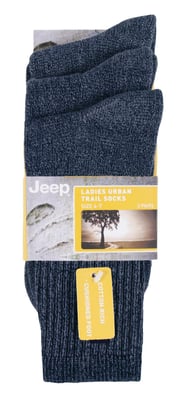 Ladies Vintage Boot Socks | Jeep | Anti-blister Crew Length Cotton Retro Sports Socks for Women - Blue