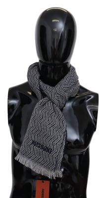 Missoni Mannen Grijs Zigzagpatroon Kasjmier Unisex Nek Wikkel Sjaal