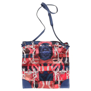 Hermès Printed Silk City Bag in Multicolor Silk and Leather