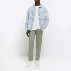 River Island Mens Chino Trousers Green Slim Fit Casual
