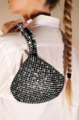 Where's That From Womens Diamante Mini Chainmail Pouch Bag In Black