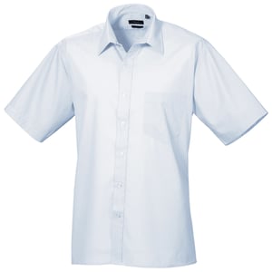 Premier Heren Korte Mouw Formele Poplin Gewoon Werk Shirt (Lichtblauw)