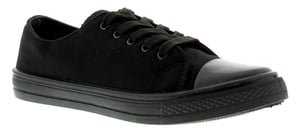 New Ladies/Womens Black Fashionable Lace Up Canvas Pumps/Shoes.
