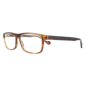 Moncler Rectangular Mens Striped Brown Crystal Glasses
