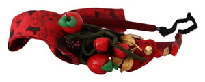 Dolce & Gabbana Kvinnors Röda Tiara Bär Frukt Kristall Båge Hårdiadem Hårband