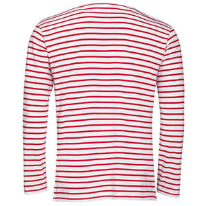 SOLS Heren Marine Gestreept T-shirt met Lange Mouwen (Wit/rood)