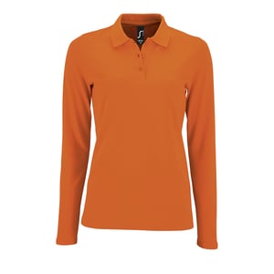 SOLS Dames/dames Perfecte Lange Mouw Pique Polo Shirt (Oranje)