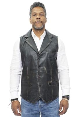 Heren slim klassiek lederen vest-Bristol