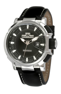 Yonger Black Dial Black Band Watch