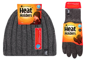 Heat Holders Dikke thermo muts en handschoenenset voor heren - Grijs