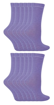 12 par multipack färgglada fritidsstrumpor i bomull för barn | Sock Snob | enfärgade klädstrumpor för pojkar och flickor - Lilac