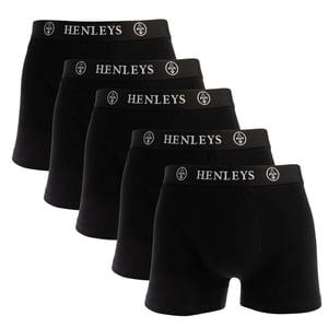 Men's Henleys McBlacken 5 Pack Boxer Shorts in Black