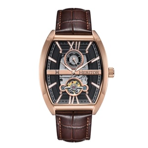 Heritor Automatic Masterson Semi-Skeleton Leather-Band Watch