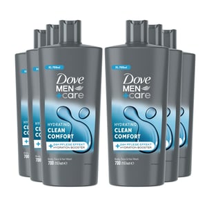 Dove Men+Care 3-in-1 Body, Face & Hair Wash Hydrating Clean Comfort 700ml, 6 Pk