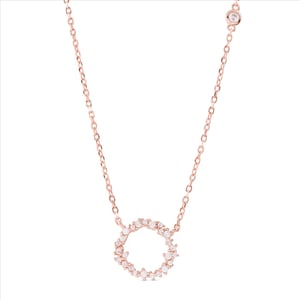 Luxenter, thilaketting in 925 sterling zilver en glanzende zirkonia met 18K roségoud vergulde afwerking