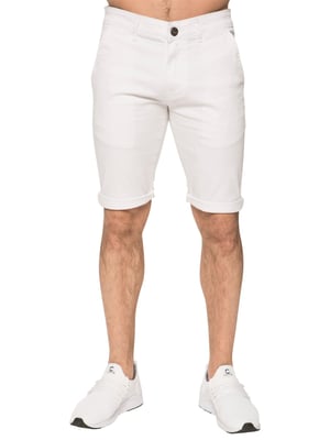 Enzo | Heren Slim Fit Stretch Chino Shorts - Wit