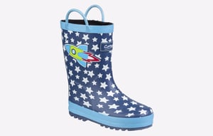 Cotswold Sprinkle Rubberen Donkerblauwe En Witte Regenlaarzen