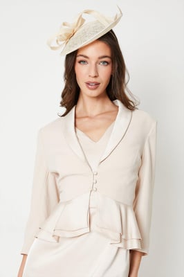 Satin Back Crepe Tailored Jacket With Peplum