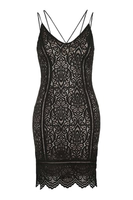 Lace Strappy Plunge Dress