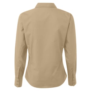 Premier Dames/dames Poplin Blouse met lange mouwen / Gewoon werk overhemd (Khaki)