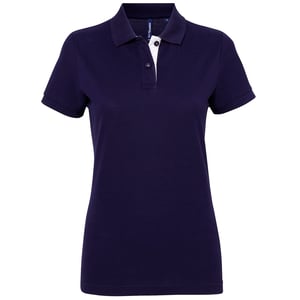Asquith & Fox Womens/Ladies Short Sleeve Contrast Polo Shirt (Navy/ White)