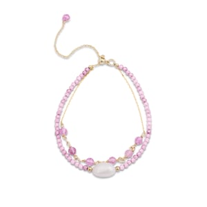 Luxenter armband, metalen legering ekhao en roze toermalijn 18K vergulde afwerking
