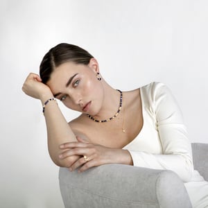 Luxenter Sterling Zilver 925 collier met Natuurlijke Lapislazuli in 18K geel goud - Ihun