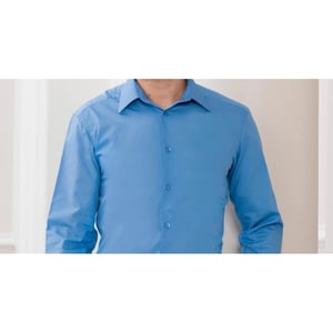 Russell Collection Mens Long Sleeve Poly-Cotton Easy Care Tailored Poplin Shirt (Corporate Blue)