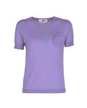 Crown Of Edinburgh Cashmere Short Sleeve Art 003 Lilac Letter C