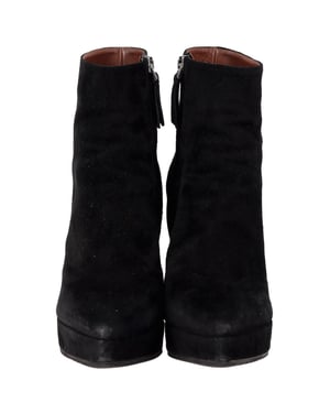 Proenza Schouler Block Heel Platform Boots in Black Suede
